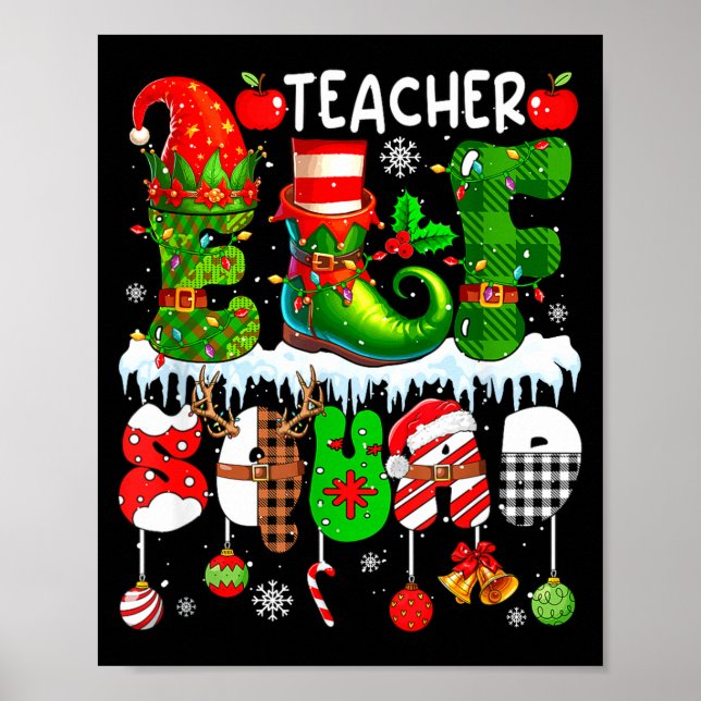 Tomte lärare trupp jul färgglad tomte hatt Scute S Poster (Framsidan)