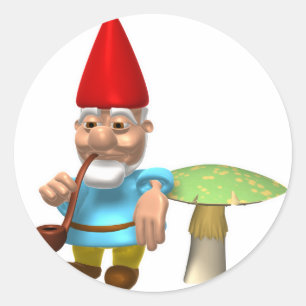 tomte lutar sig mot svamp runt klistermärke