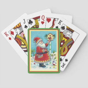 TOMTE MATAR RÖDBRÖSTAR, JUL FÅGELHUS CASINOKORT