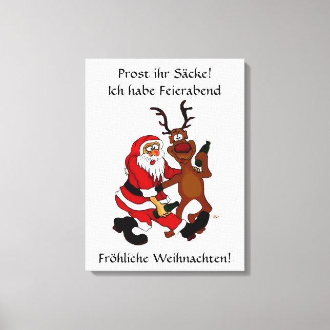 Tomte med älg - Skål era nollor! Canvastryck (Framsida)