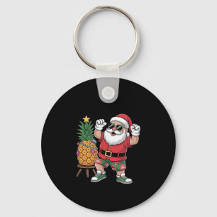 Tomte med ananas julgran på sommaren nyckelring