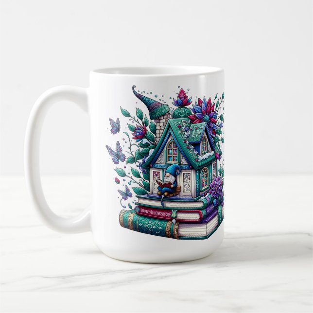 Tomte med böcker  kaffemugg (Vänster)