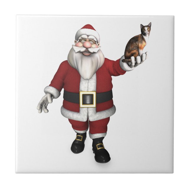 Tomte med calicokatt kakelplatta (Framsidan)
