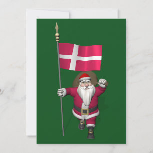 Tomte med Dannebrog, Danmarks flagga Julkort