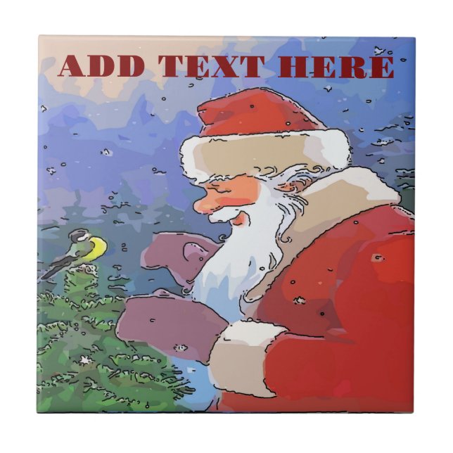 Tomte med fågel kakelplatta (Framsidan)