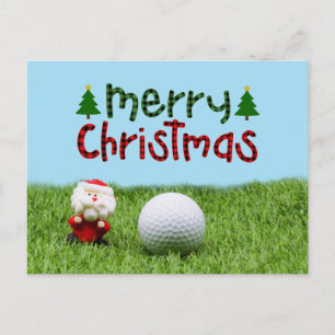 Tomte med golfboll  God Jul golfare Vykort