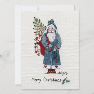 Tomte med gran önskar God Jul Julkort