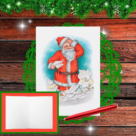 Tomte med julbrev helgkort