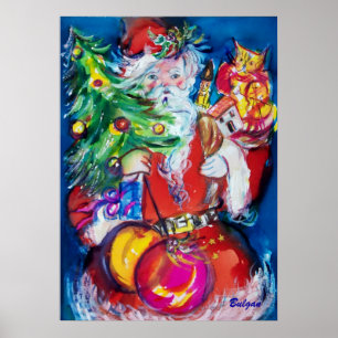 TOMTE MED JULGRAN OCH GÅVOR POSTER