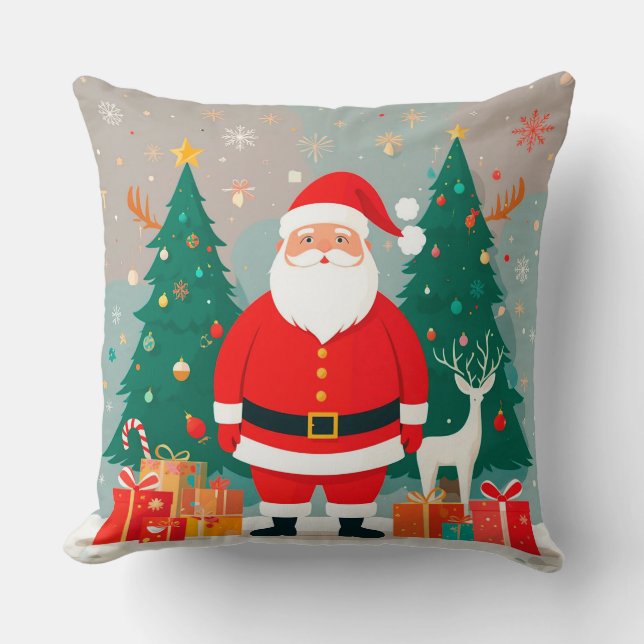 Tomte med julgran och presenter kudde (Framsida)