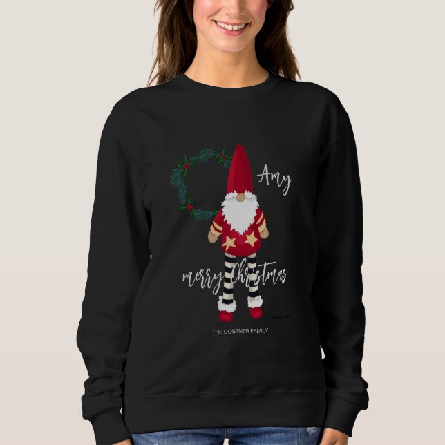 Tomte med julkrans t shirt (Framsida)