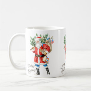 Tomte med leksaker och trumma kaffemugg