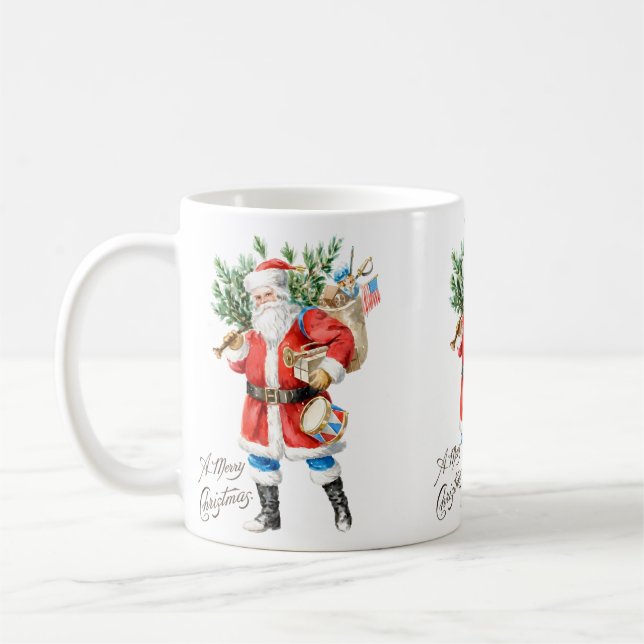 Tomte med leksaker och trumma kaffemugg (Vänster)