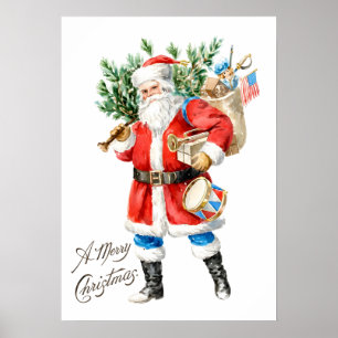 Tomte med leksaker och trumma poster
