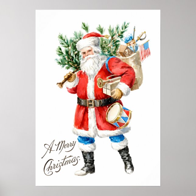 Tomte med leksaker och trumma poster (Framsidan)