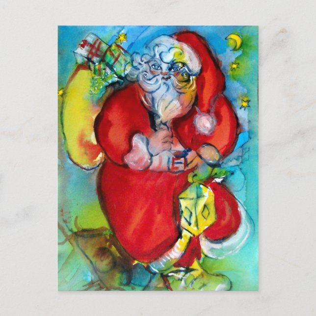 TOMTE MED LYKTAN I JULLNATTEN HELG VYKORT (Framsida)