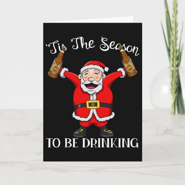Tomte Med Öl Det Är Dags Att Dricka Kul  Kort (Framsida)