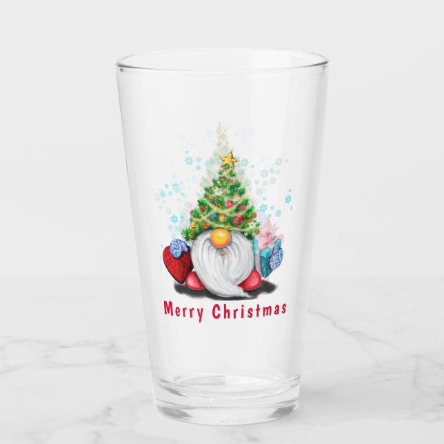 Tomte med present julglasögon glaskopp (Baksida)