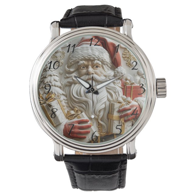 Tomte med presenter för en glad jul armbandsur (Framsida)