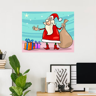 Tomte med presenter och en säck poster