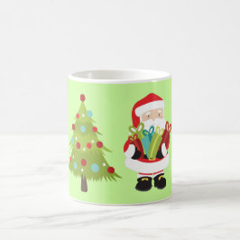 Tomte med presenter och julgran kaffemugg