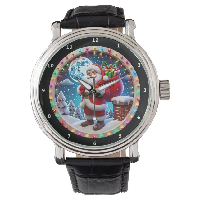 Tomte med presenter Vinterscen Armbandsur (Framsida)