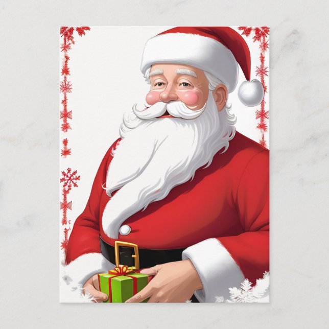 🎄 Tomte med presentlåda Glädje ❄️ Festlig jul Vykort (Framsida)