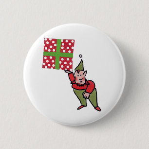Tomte med prickig present-knapp knapp