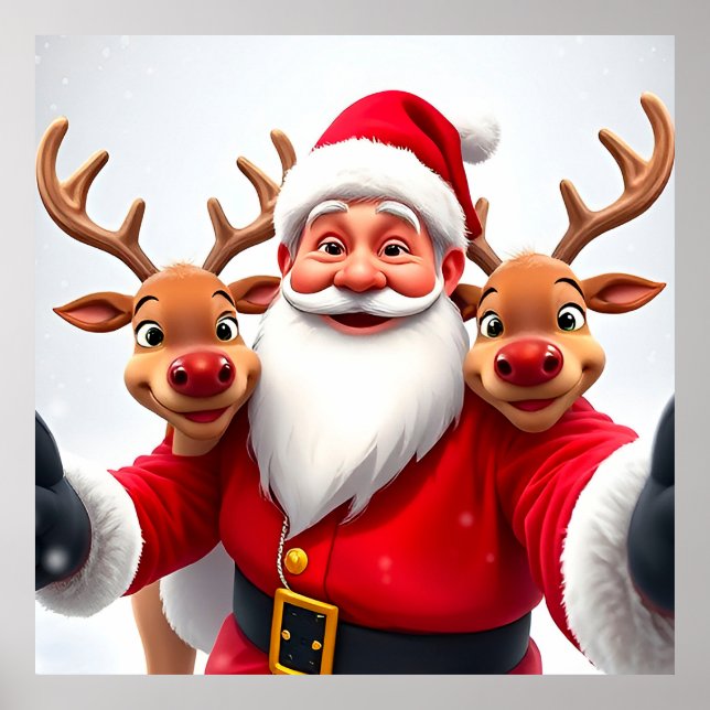 Tomte med renar firar jul poster (Framsidan)