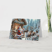 Tomte med renar julkort