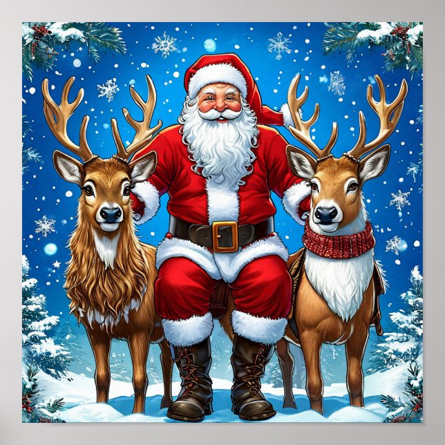 Tomte med renar Magisk jul Poster (Framsidan)