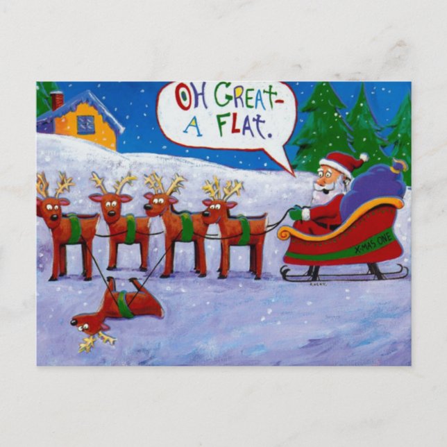 Tomte med renar postkort helg vykort (Framsida)