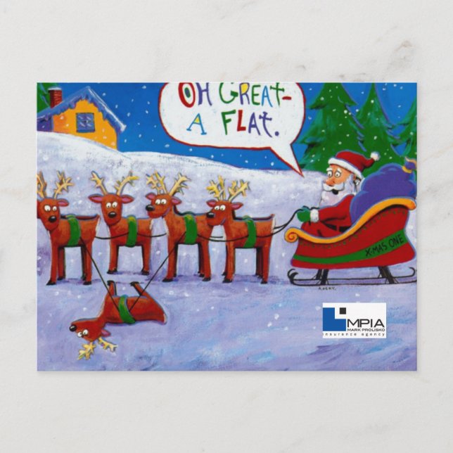 Tomte med renar postkort helg vykort (Framsida)