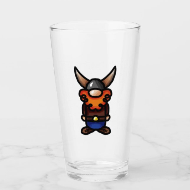Tomte med rött Beard Viking Glass Glaskopp (Framsida)
