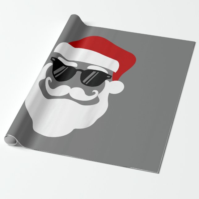 Tomte med solglasögon Rolig juldesign Presentpapper (Utrullad)
