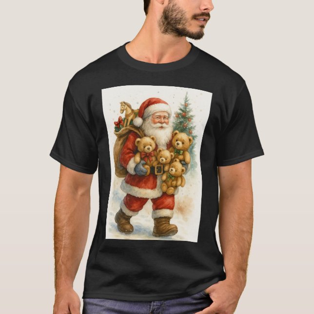 Tomte med teddybjörnar jul t shirt (Framsida)