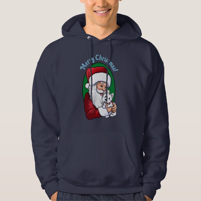 Tomte med Westie  Hoodie (Framsida)
