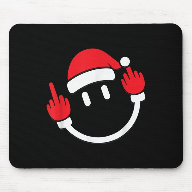 Tomte Mellanfinger Vänd Uppåt _ Jul Blasfemi Musmatta (Framsidan)