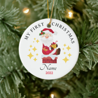Tomte Min första julgransprydnad 2022 för barn Keramik