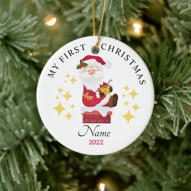 Tomte Min första julgransprydnad 2022 för barn Keramik (Träd)