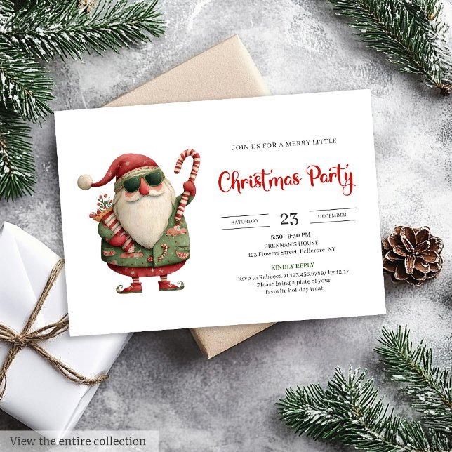 Tomte modern akvarell jul inbjudan kort (Santa Claus modern watercolor holiday invite card)