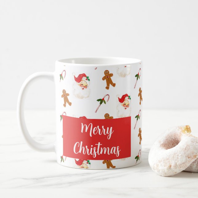 Tomte mönster God Jul  Kaffemugg (Med munk)