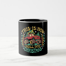 Tomte Monster Truck Pojkar Xmas Jul Två-Tonad Mugg