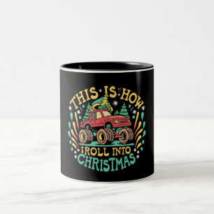Tomte Monster Truck Pojkar Xmas Jul Två-Tonad Mugg