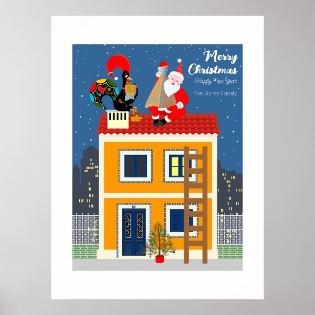 Tomte möter den portugisiska tuppen poster (Framsidan)