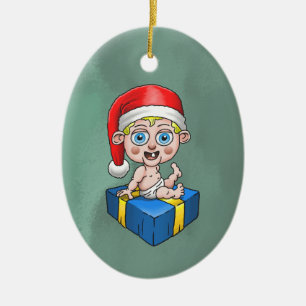 Tomte när han var bebis julgransprydnad keramik