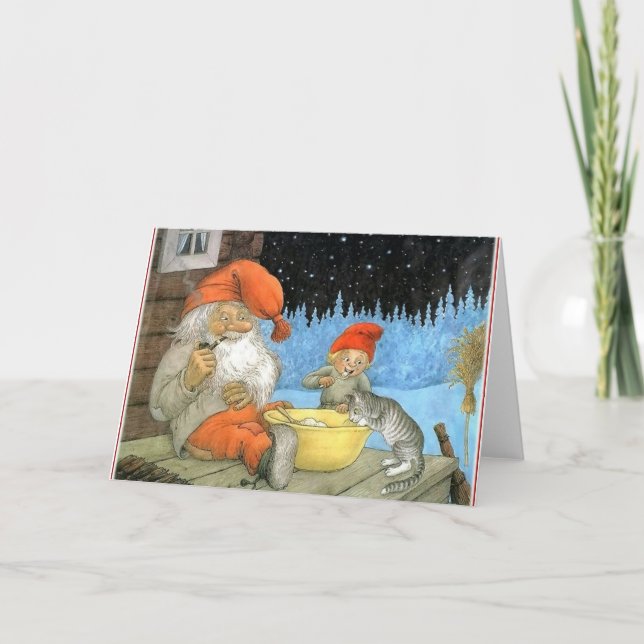Tomte Nisse, aka jultomten Helgkort (Framsida)