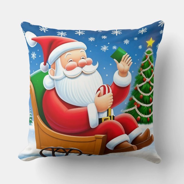 Tomte njuter julafton kudde (Framsida)