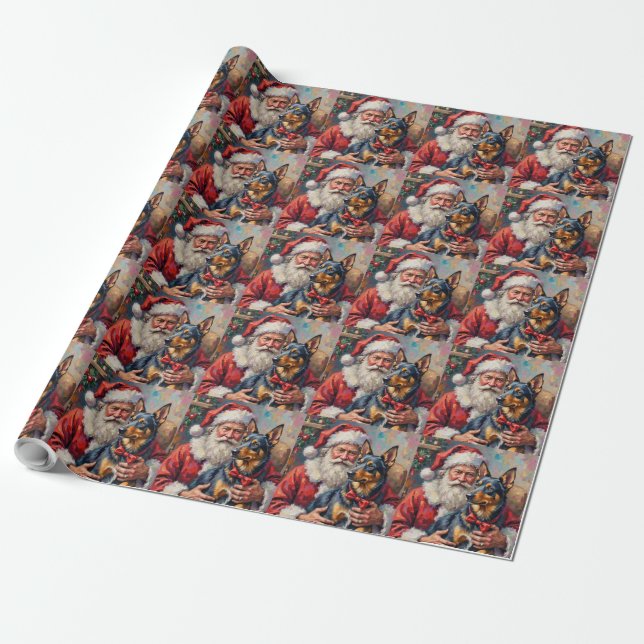 Tomte Norsk Lundehund Jul Konst Presentpapper (Utrullad)