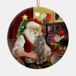 Tomte - Norsk Skogskatt Julgransprydnad Keramik